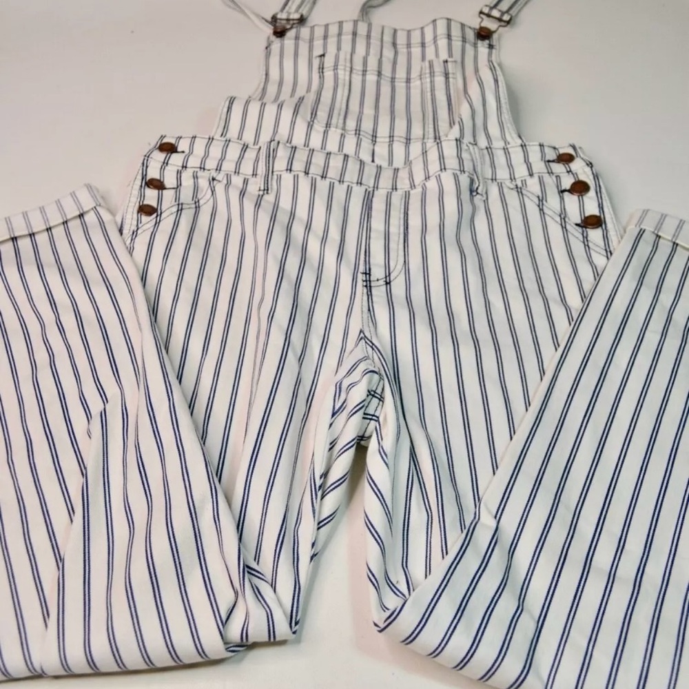 Judy Blue White and Blue Striped Jumpsuit